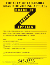 Image of Board of Zoning Appeals notice poster