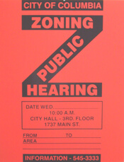 Image of Zoning Public Hearing poster (red)