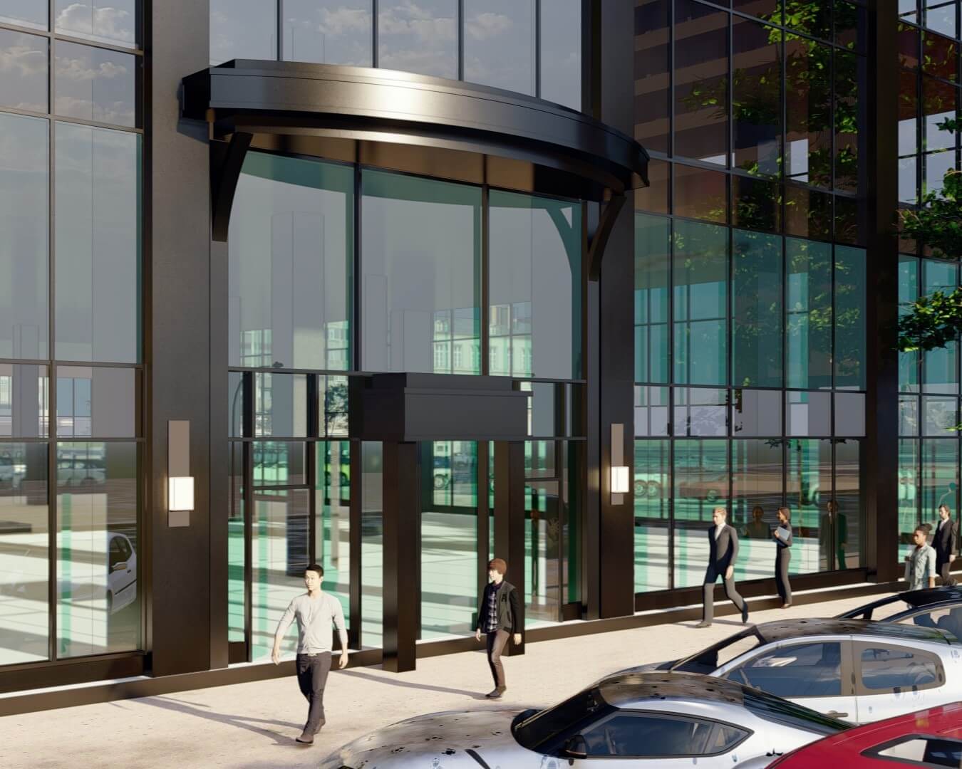 rendering of Main Street entrance of 1401 Main building that houses city offices. The building is currently under renovation.